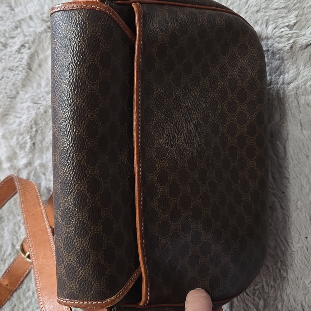 Celine Vintage brown leather macadam crossbody bag - Picture 8 of 15